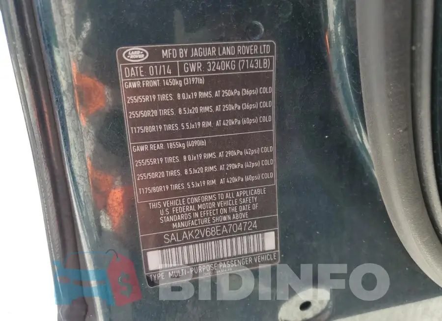 SALAK2V68EA704724 Photo# 13
