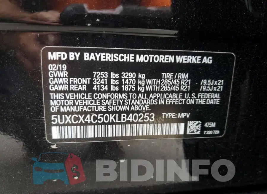 5UXCX4C50KLB40253 Photo# 14