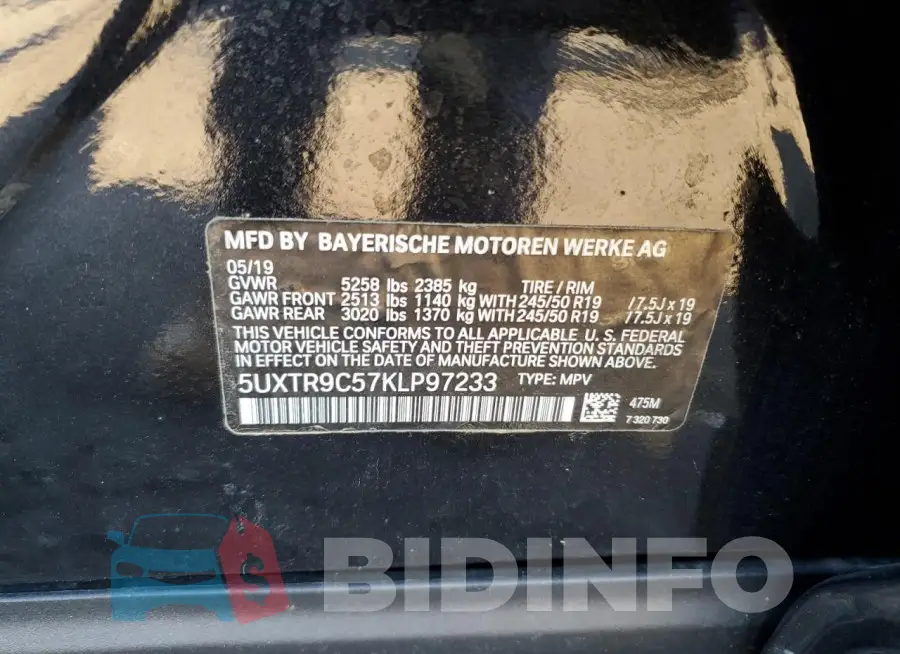 5UXTR9C57KLP97233 Photo# 12