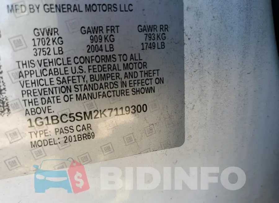 1G1BC5SM2K7119300 Photo# 12