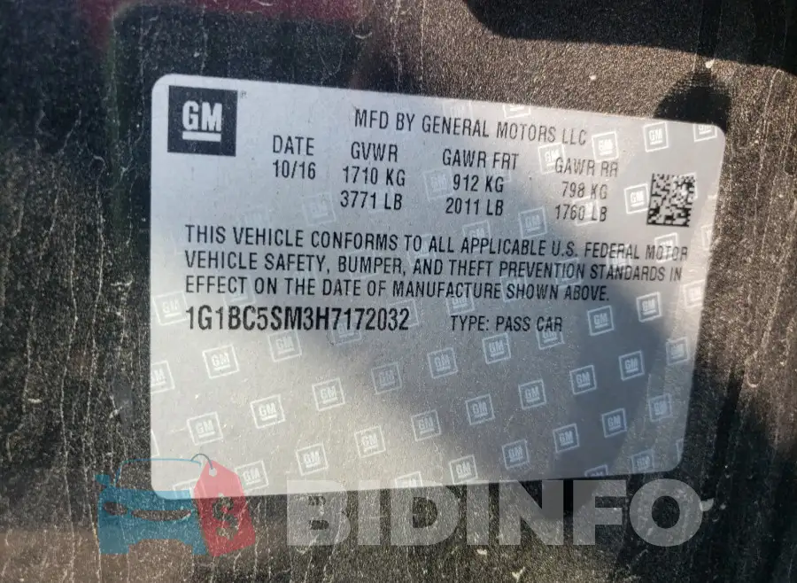 1G1BC5SM3H7172032 Photo# 10