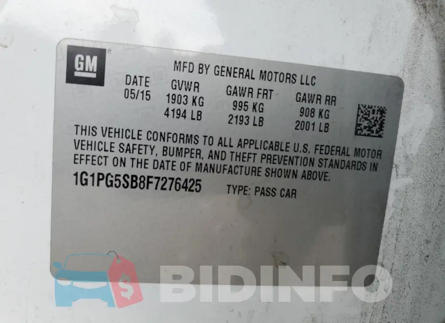 1G1PG5SB8F7276425 Photo# 12