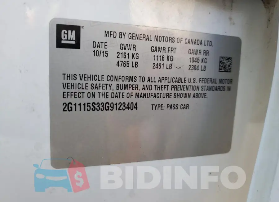 2G1115S33G9123404 Photo# 12