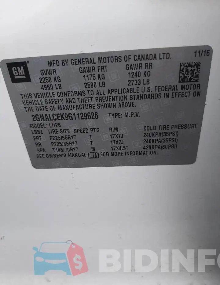 2GNALCEK9G1129626 Photo# 12