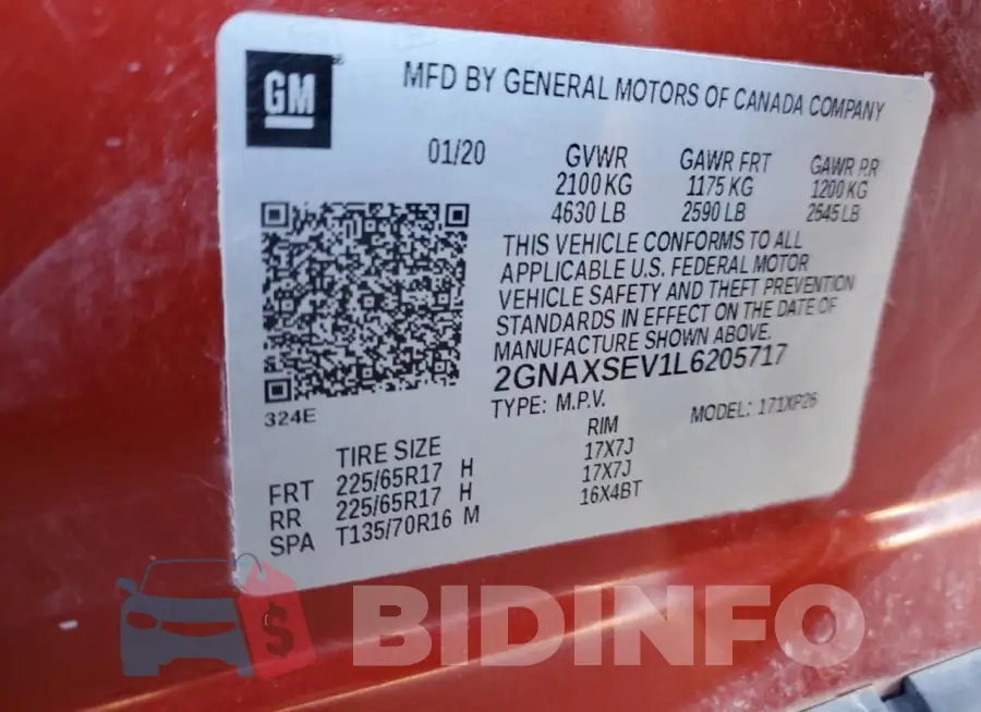 2GNAXSEV1L6205717 Photo# 13