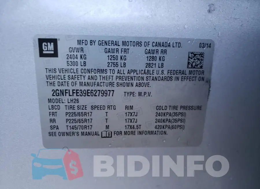 2GNFLFE39E6279977 Photo# 13
