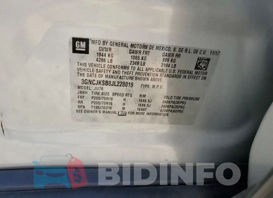 3GNCJKSB8JL228019 Photo# 12