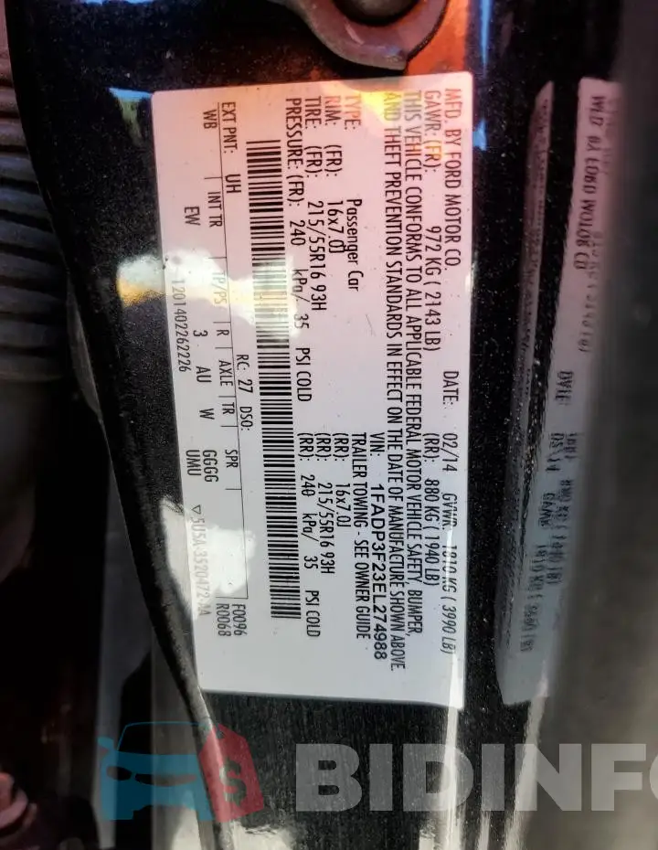 1FADP3F23EL274988 Photo# 12