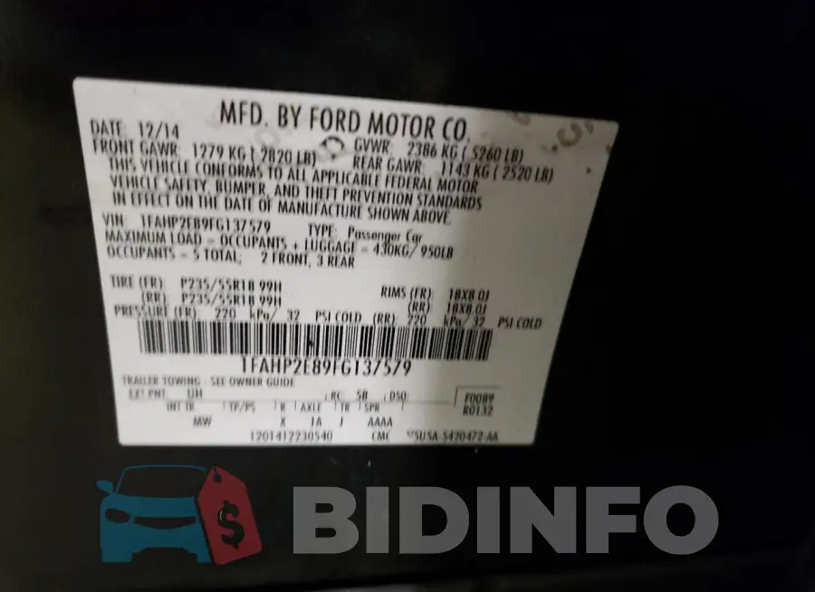 1FAHP2E89FG137579 Photo# 12