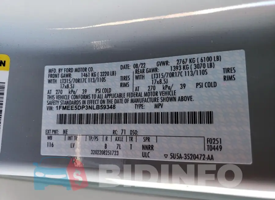 1FMEE5DP3NLB59348 Photo# 12