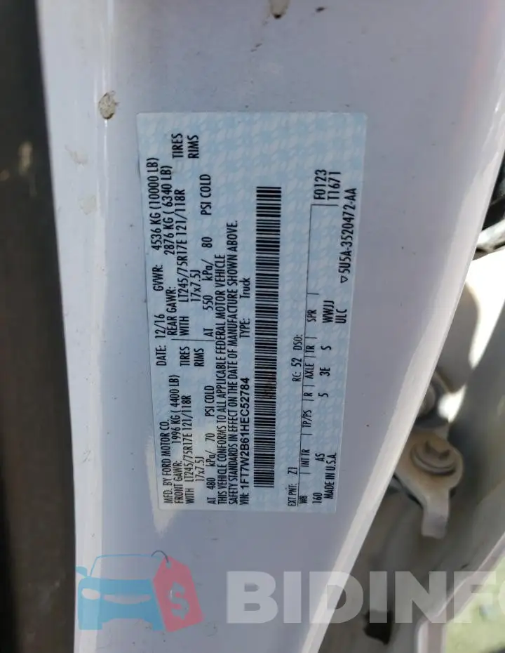 1FT7W2B61HEC52784 Photo# 12