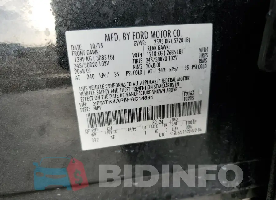 2FMTK4AP6FBC14861 Photo# 13