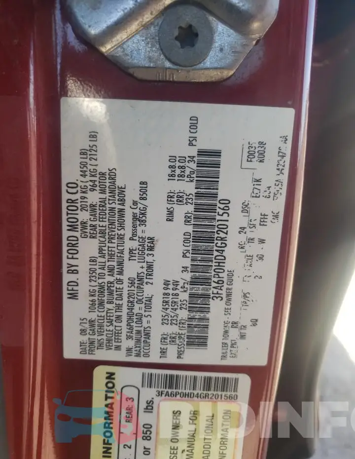 3FA6P0HD4GR201560 Photo# 12