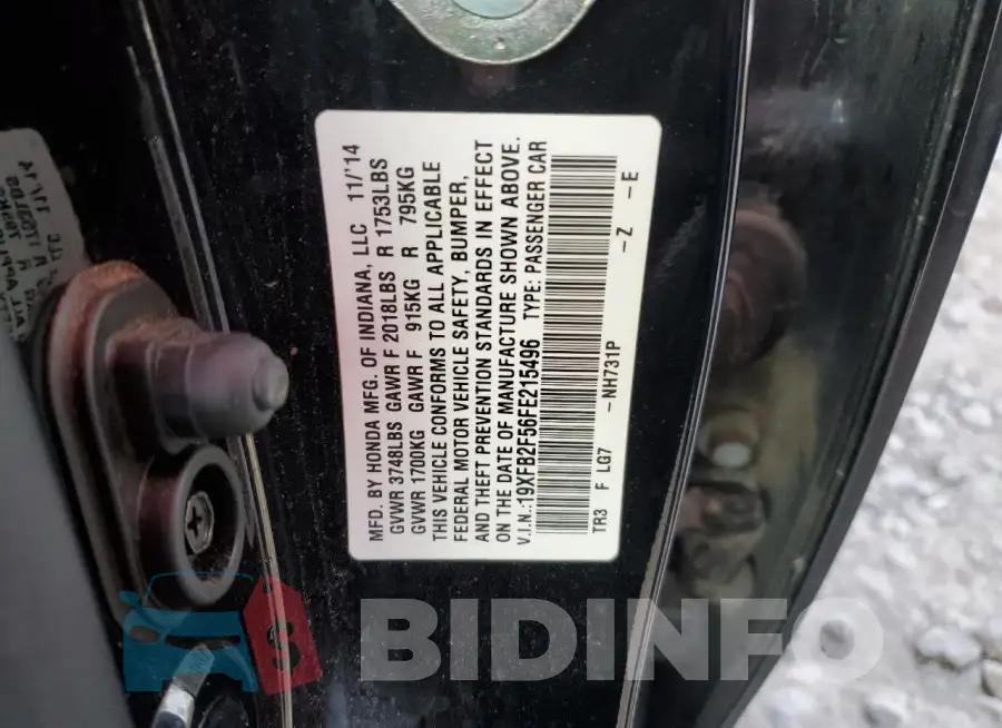 19XFB2F56FE215496 Photo# 12