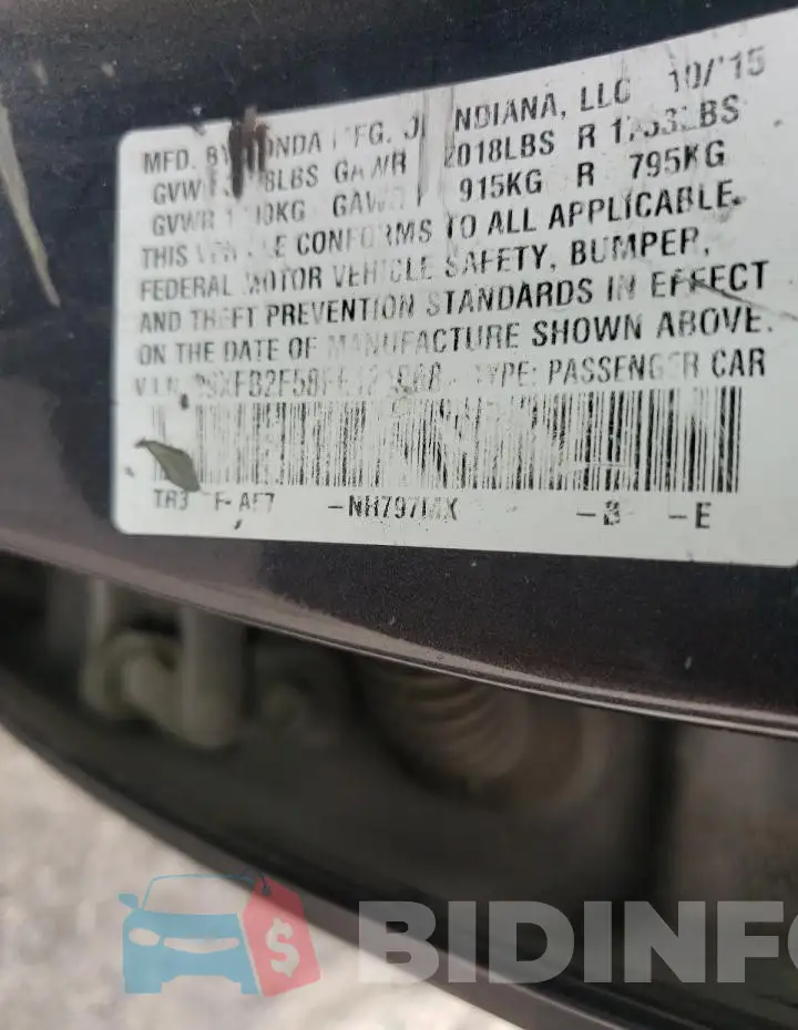 19XFB2F58FE121068 Photo# 12