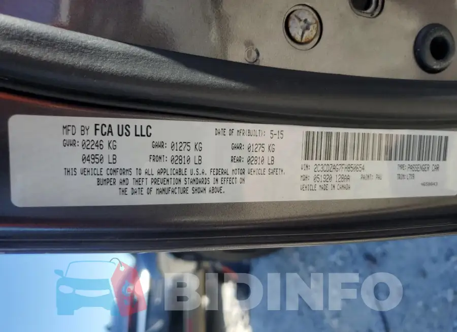 2C3CDZAG7FH850654 Photo# 13