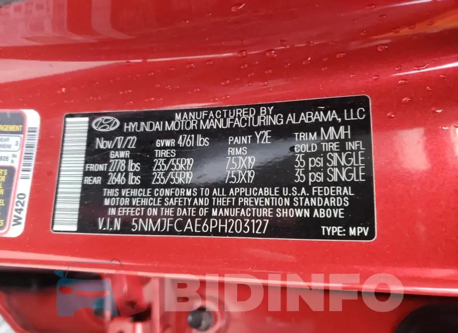 5NMJFCAE6PH203127 Photo# 13