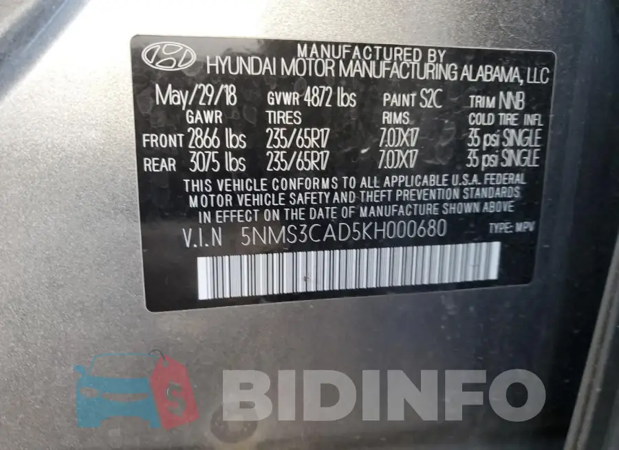 5NMS3CAD5KH000680 Photo# 12