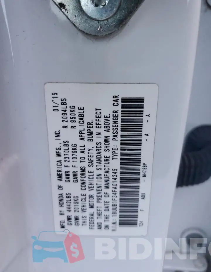 19UUB1F34FA014345 Photo# 12