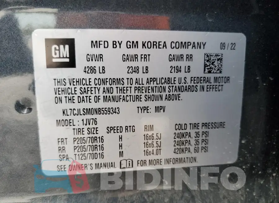 KL7CJLSM0NB559343 Photo# 12