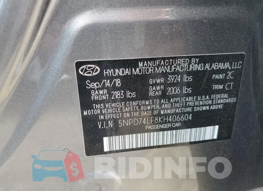 5NPD74LF8KH406604 Photo# 12