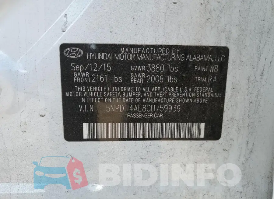 5NPDH4AE8GH759939 Photo# 12