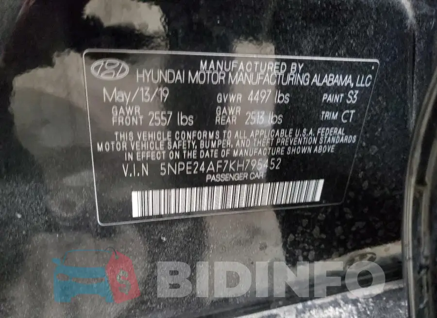 5NPE24AF7KH795452 Photo# 12