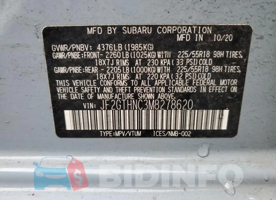JF2GTHNC3M8278620 Photo# 12