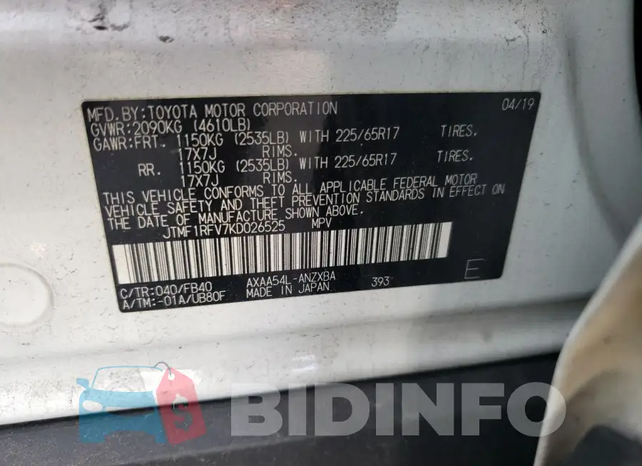 JTMF1RFV7KD026525 Photo# 12