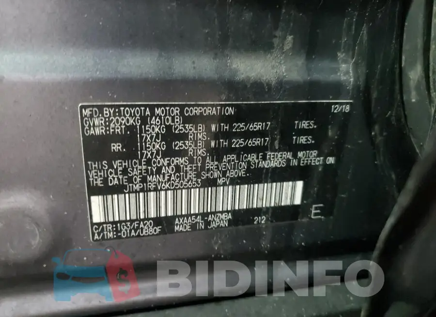 JTMP1RFV6KD505653 Photo# 14