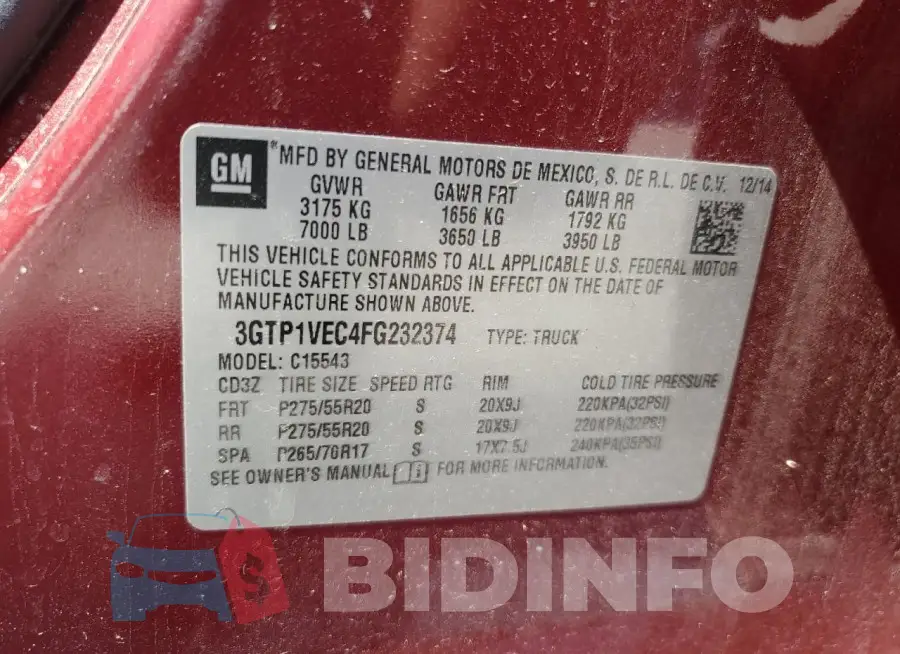 3GTP1VEC4FG232374 Photo# 12
