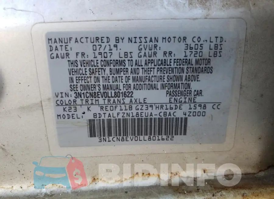 3N1CN8EV0LL801622 Photo# 12