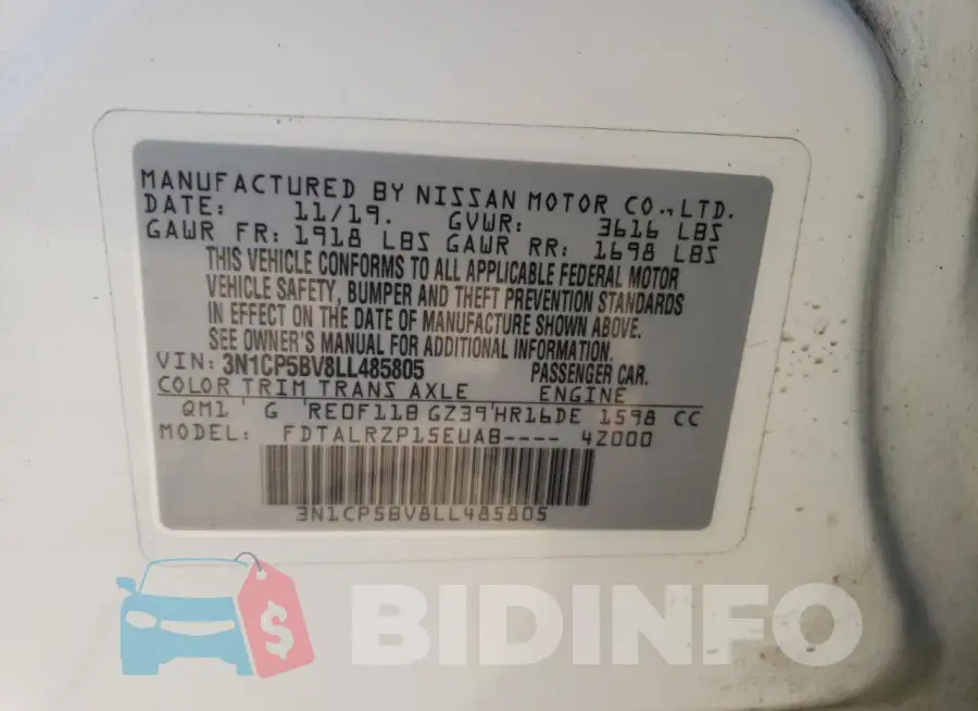 3N1CP5BV8LL485805 Photo# 13