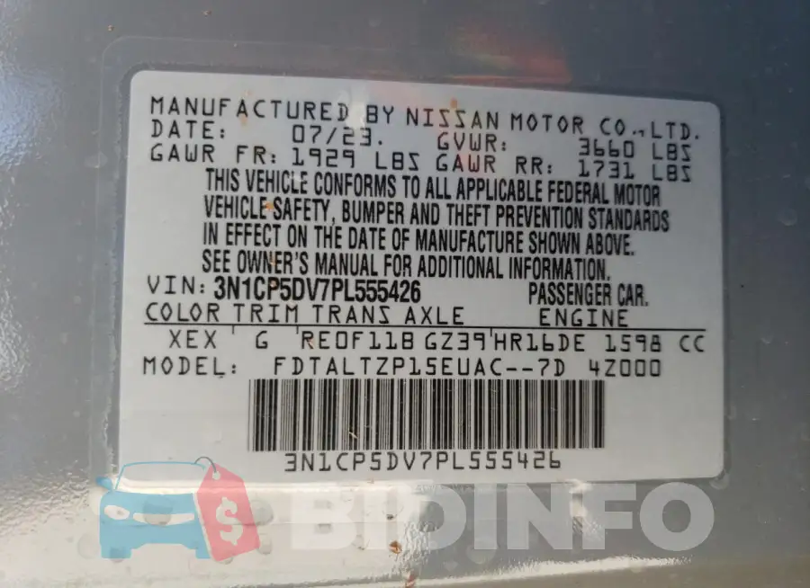 3N1CP5DV7PL555426 Photo# 13