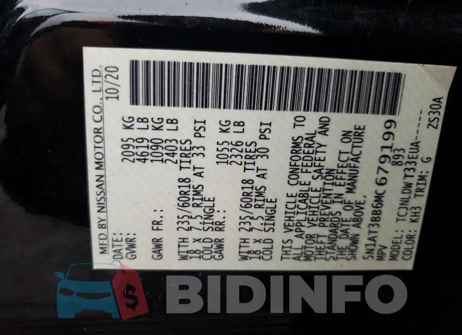 5N1AT3BB6MC679199 Photo# 13