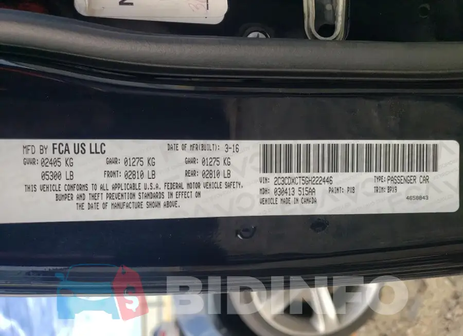 2C3CDXCT5GH222446 Photo# 12