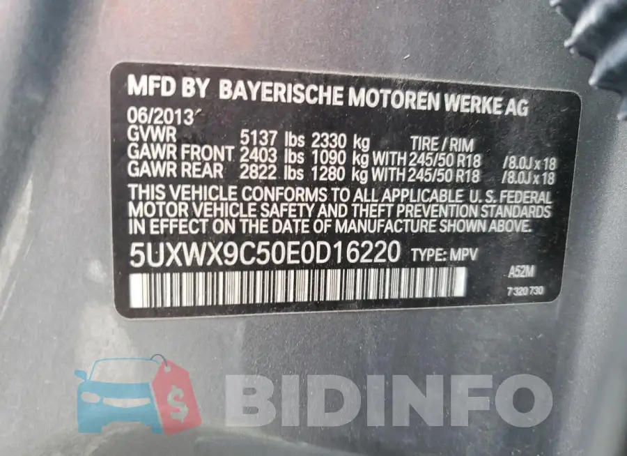 5UXWX9C50E0D16220 Photo# 13