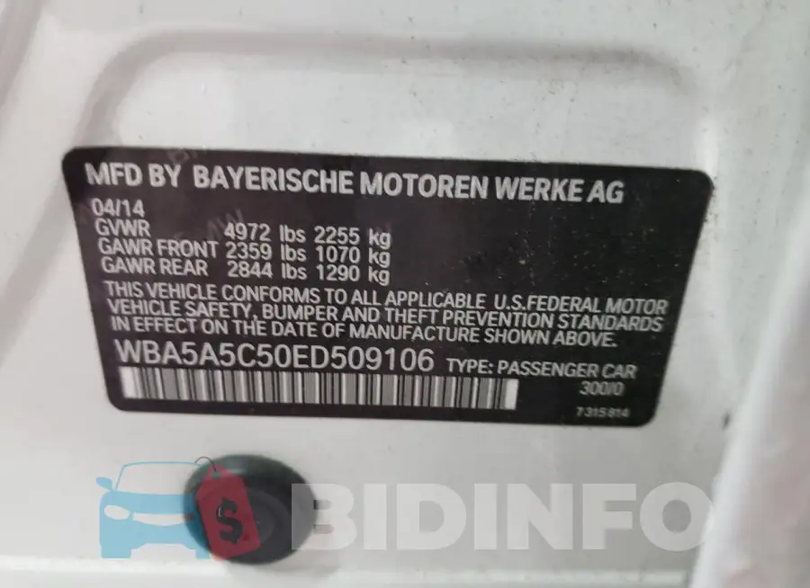 WBA5A5C50ED509106 Photo# 12
