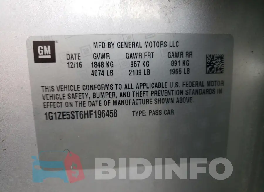 1G1ZE5ST6HF196458 Photo# 13