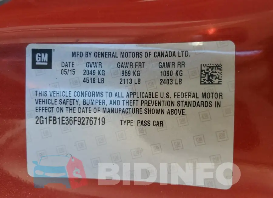 2G1FB1E36F9276719 Photo# 12