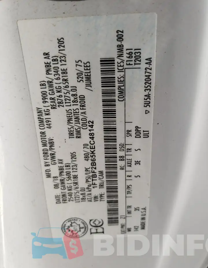 1FTBF2B65KEC48142 Photo# 12