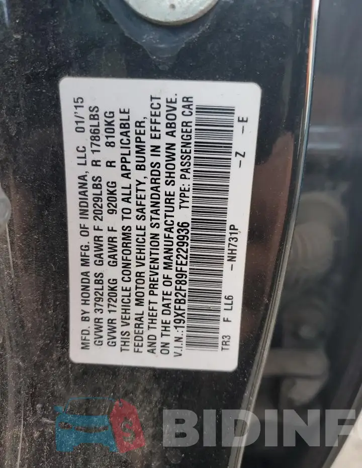 19XFB2F89FE229936 Photo# 12