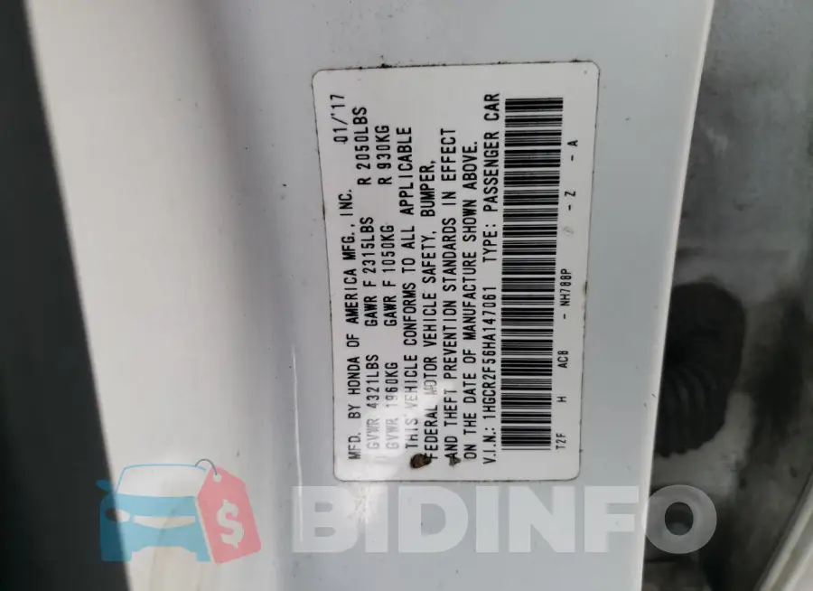 1HGCR2F56HA147061 Photo# 12