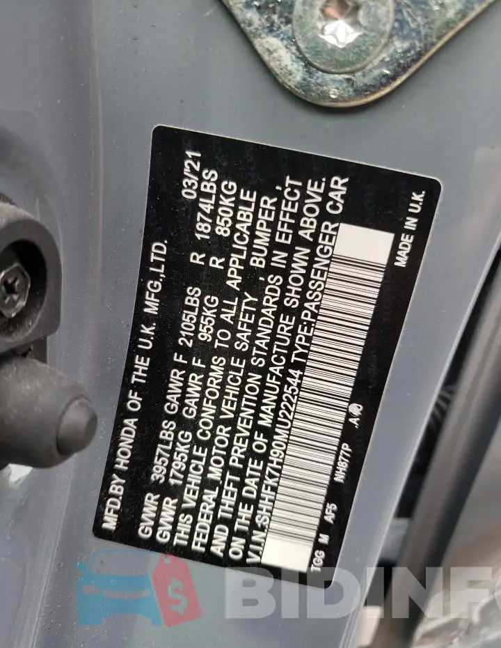 SHHFK7H90MU222544 Photo# 12