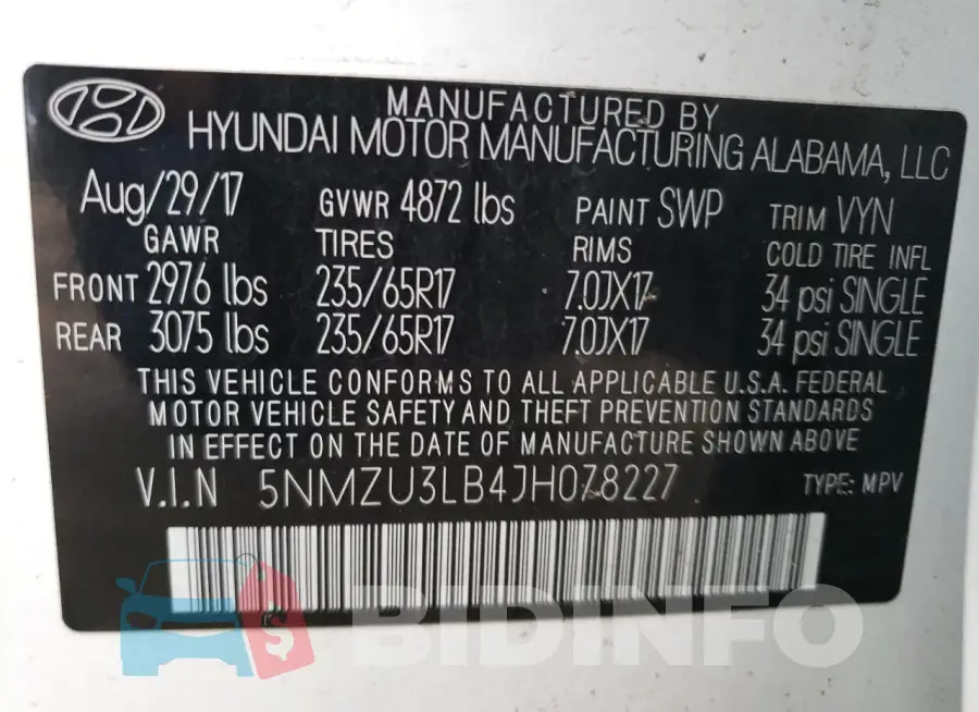 5NMZU3LB4JH078227 Photo# 13