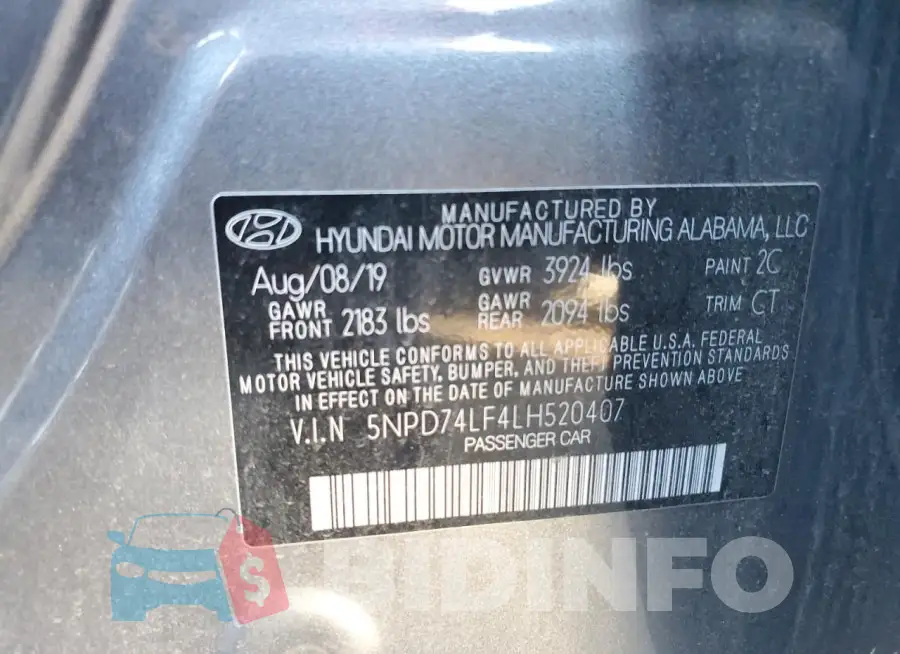 5NPD74LF4LH520407 Photo# 12