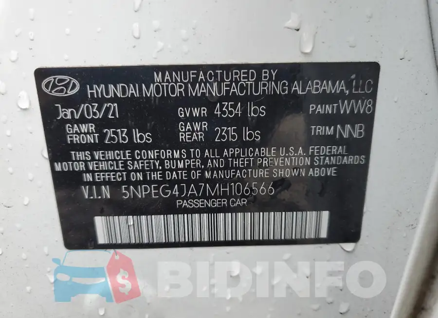 5NPEG4JA7MH106566 Photo# 13