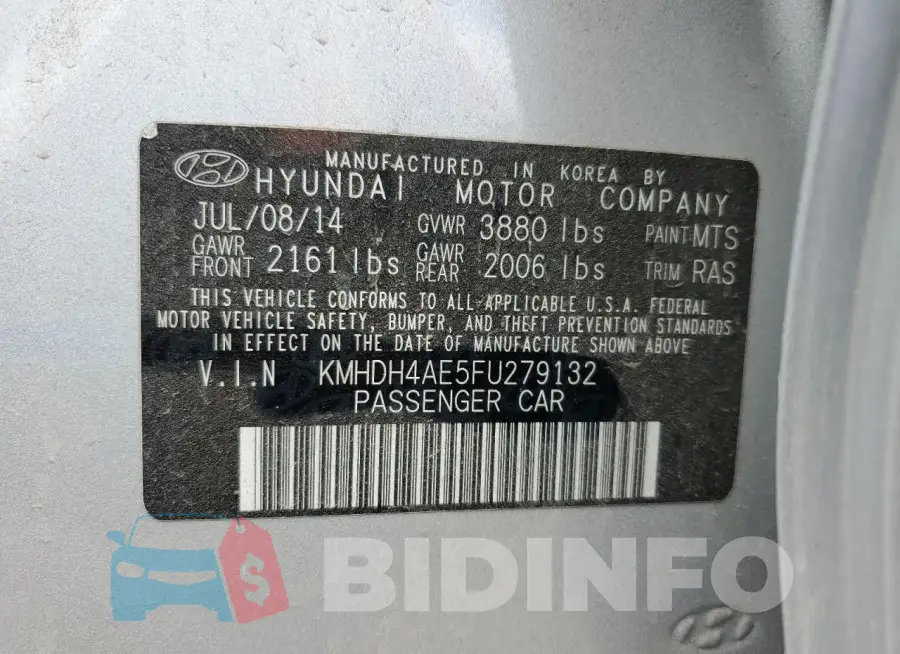 KMHDH4AE5FU279132 Photo# 12