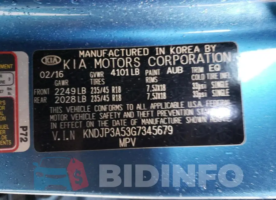 KNDJP3A53G7345679 Photo# 12
