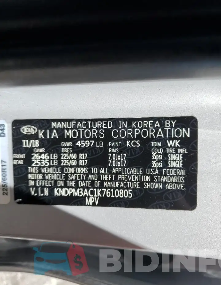 KNDPM3AC1K7610805 Photo# 12